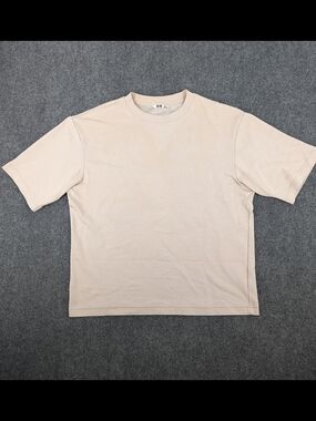 Uniqlo U AIRism Cotton Oversized Crew Neck T-Shirt Medium Beige Tan Christophe M